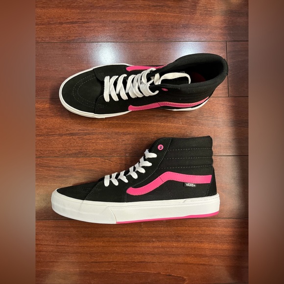 Mens 10.5 Vans BMX Sk8 Hi Top Suede Black Magenta Shoe Sneaker New HALF BOX - Picture 8 of 16